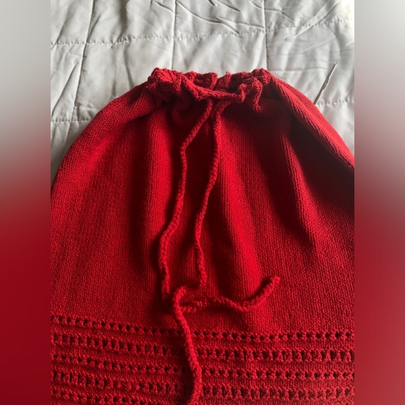 Womens Red Skirt, Hand Knit, Size 10-12, Classic Flair Eyelet Detail - Picture 6 of 12